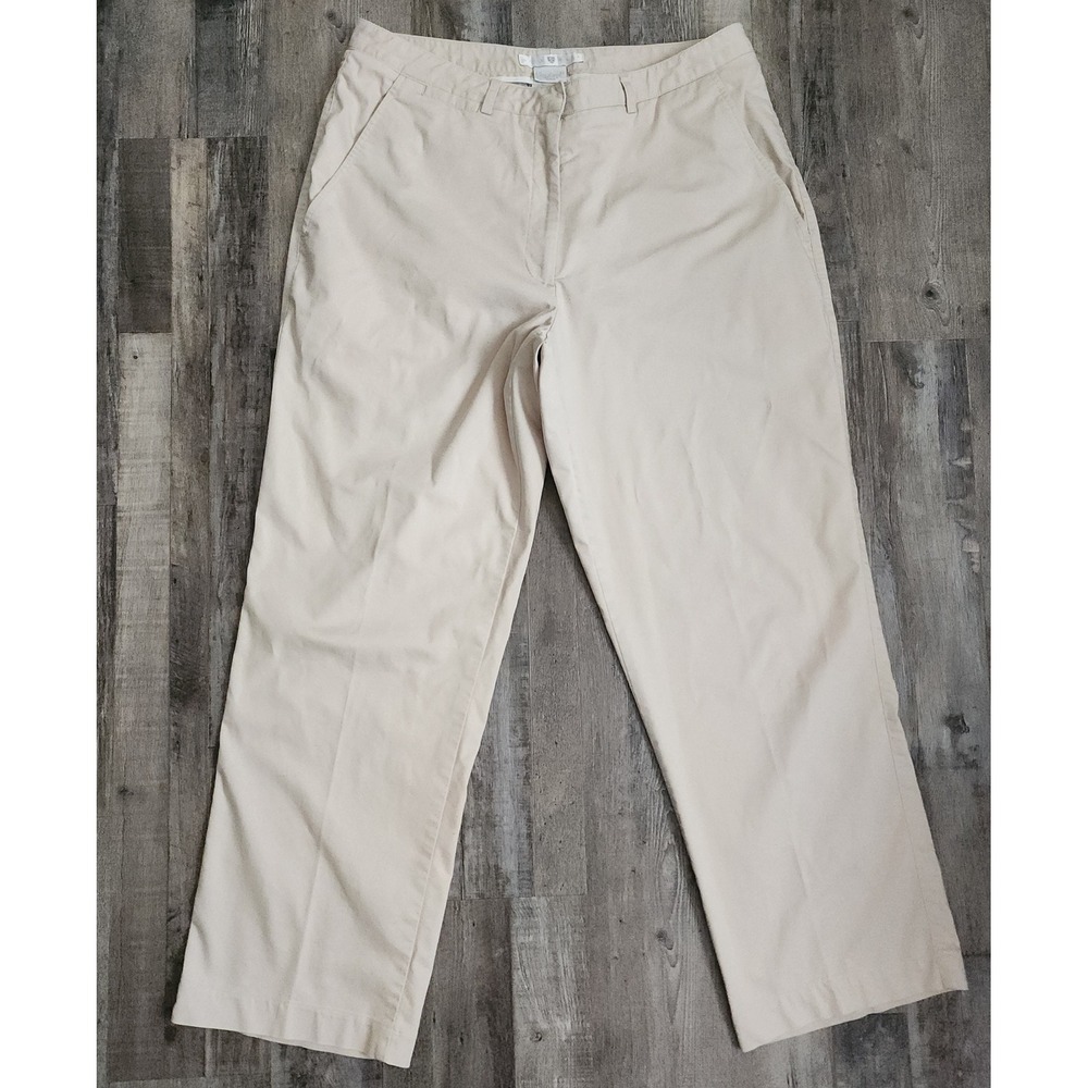 Nike Golf Pants Womens 14 Beige Khaki Cotton Blend Straight Leg Trousers